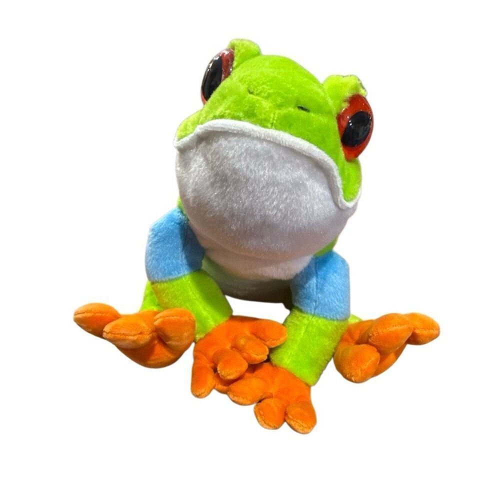 Wild Republic Lime Green Orange Red-Eye Cuddlekin Tree Frog Plush Stuffed Animal